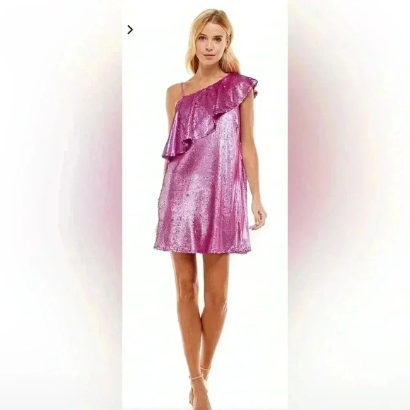 The Pants Store pink sequin formal mini dress size small. Adjustable strap. NWT - Picture 1 of 11